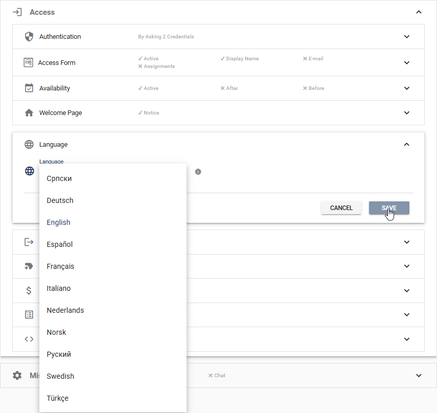 Selecting the language<br>