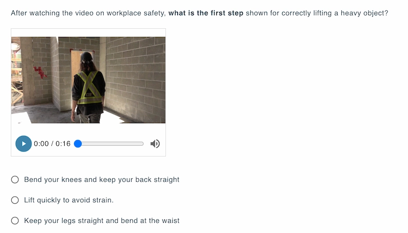 Sample video-based question