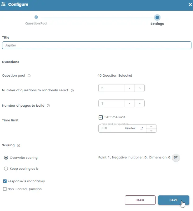 Set question count, page count, time, and scoring rules for the dynamic page.