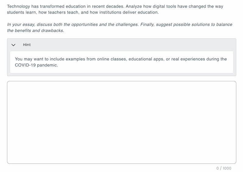 Sample question with a hint