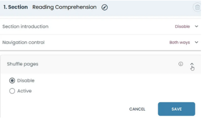 Enable Shuffle Pages to display pages in a random order for each candidate.