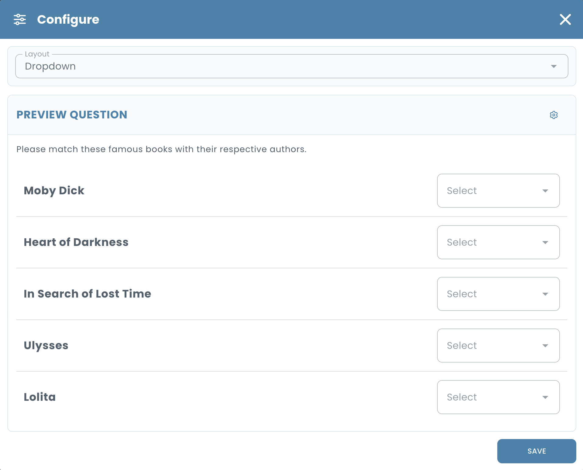 Choosing matching question layout modes
