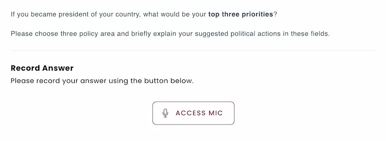 Sample speaking question