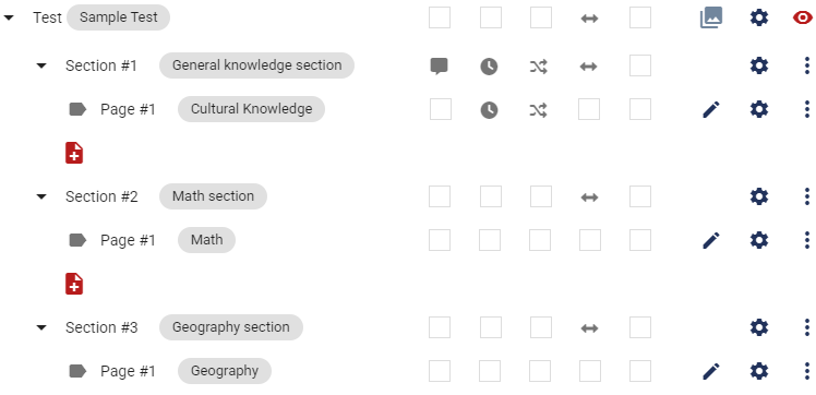 Sample test with multiple sections.<br>