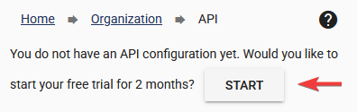 Starting the free trial of the API Service