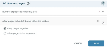 After saving the number of pages, choose whether selected pages stay together or are distributed across the section.