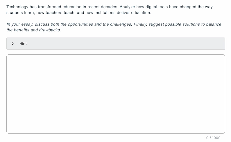 Sample essay question