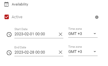 Availability settings of a test inside your assessment<br>