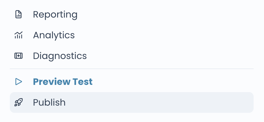 Opening the Publish wizard from the test editor
