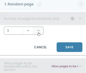 Set how many pages will be randomly selected, then click Save to apply and continue.