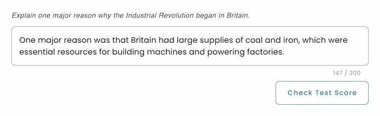 Example short answer question
