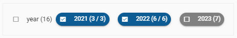 The system will retrieve questions that have been assigned to either the year:2021 or year:2022 tags, or to both of them combined.