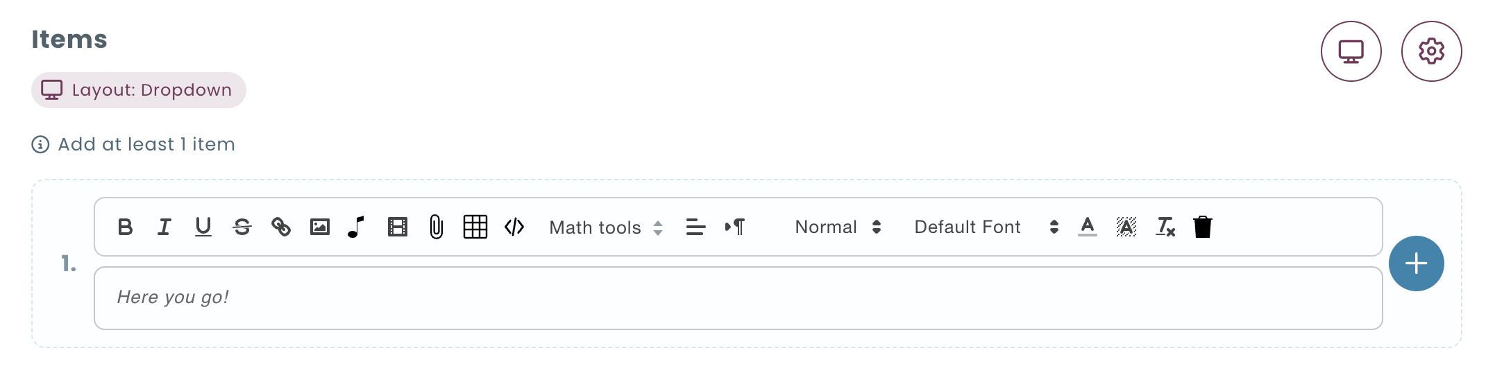 Writing rich question prompts in the editor