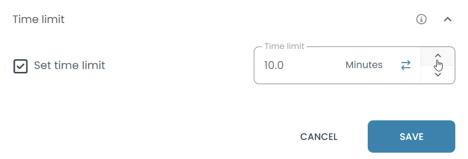 Enable Time Limit to restrict how long candidates can spend on the section.
