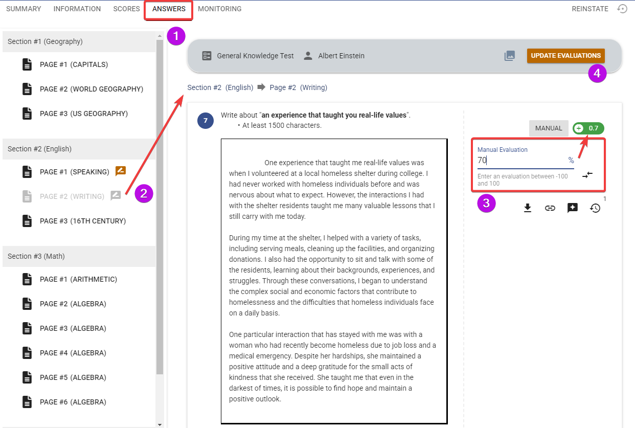 Step-by-step evaluation process<br>