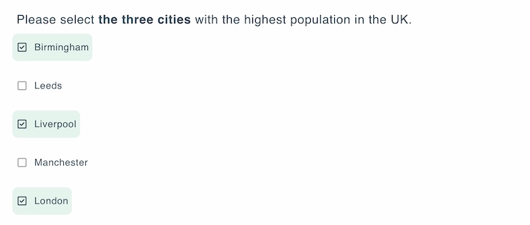 Sample multiple choice question with multiple correct options