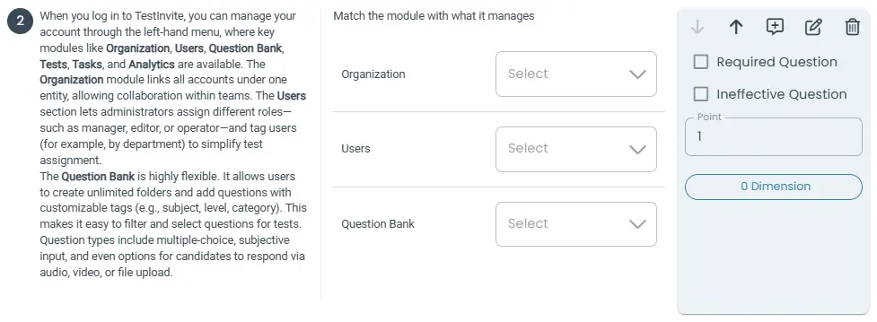 Paragraph-based matching question