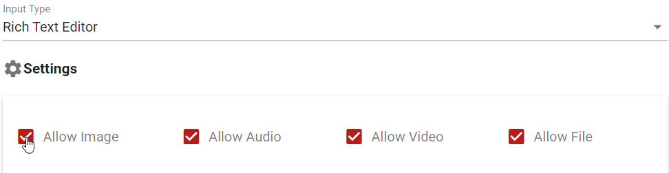 Rich content editor settings