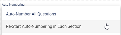 You can set how the questions are numbered in test settings
