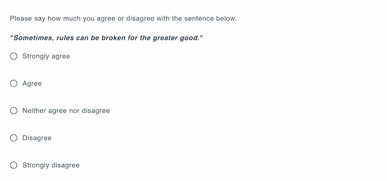 Sample likert scale question