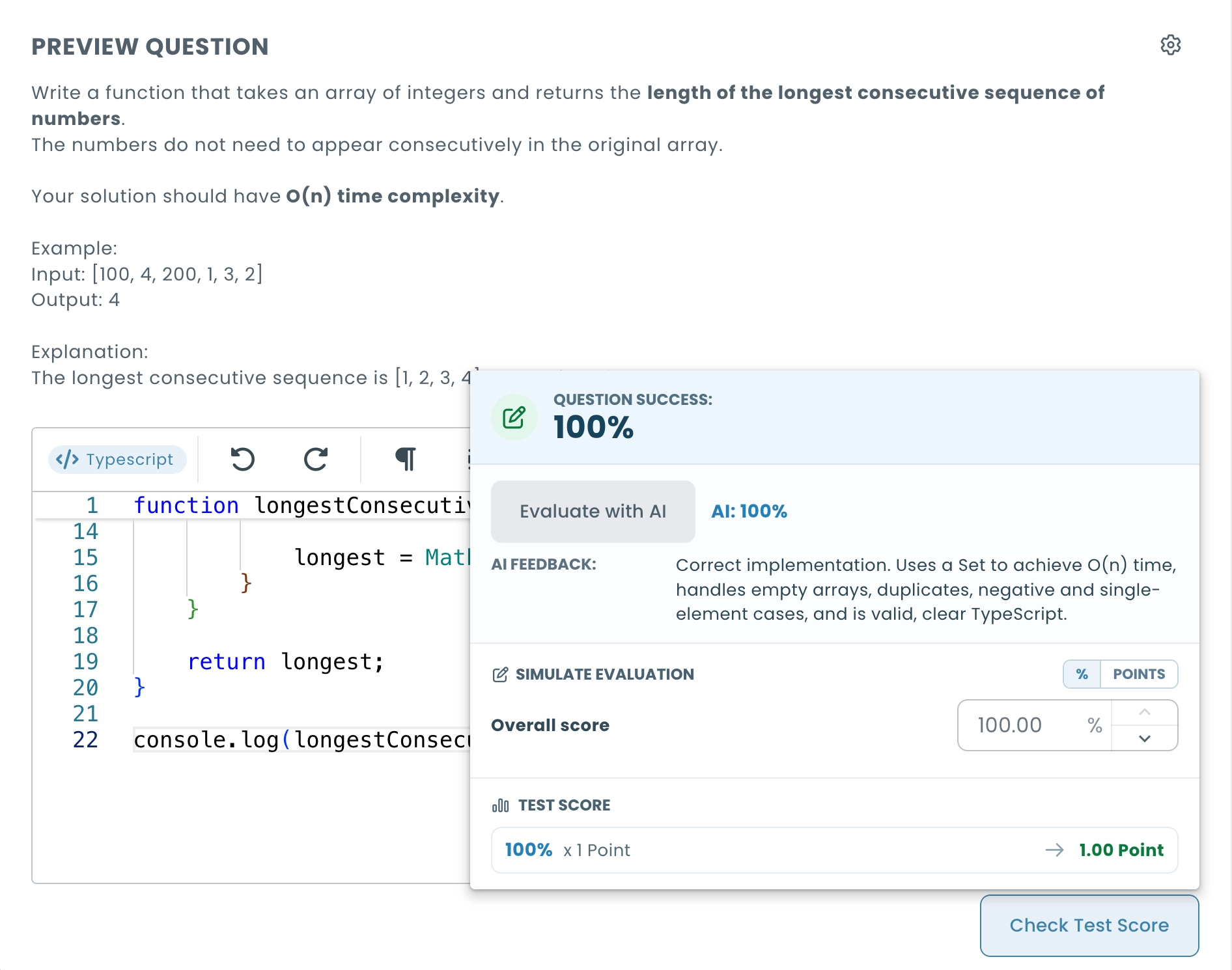 AI grading of a coding response