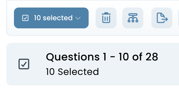 Managing selected questions with bulk actions