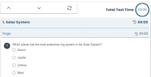 When the Fixed Header is enabled, the timer remains visible at the top of the page.