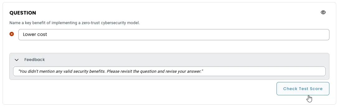 Example wrong answer feedback