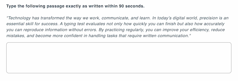 Sample typing test question
