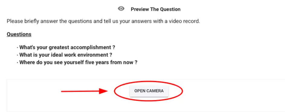 A sample video interview question.
