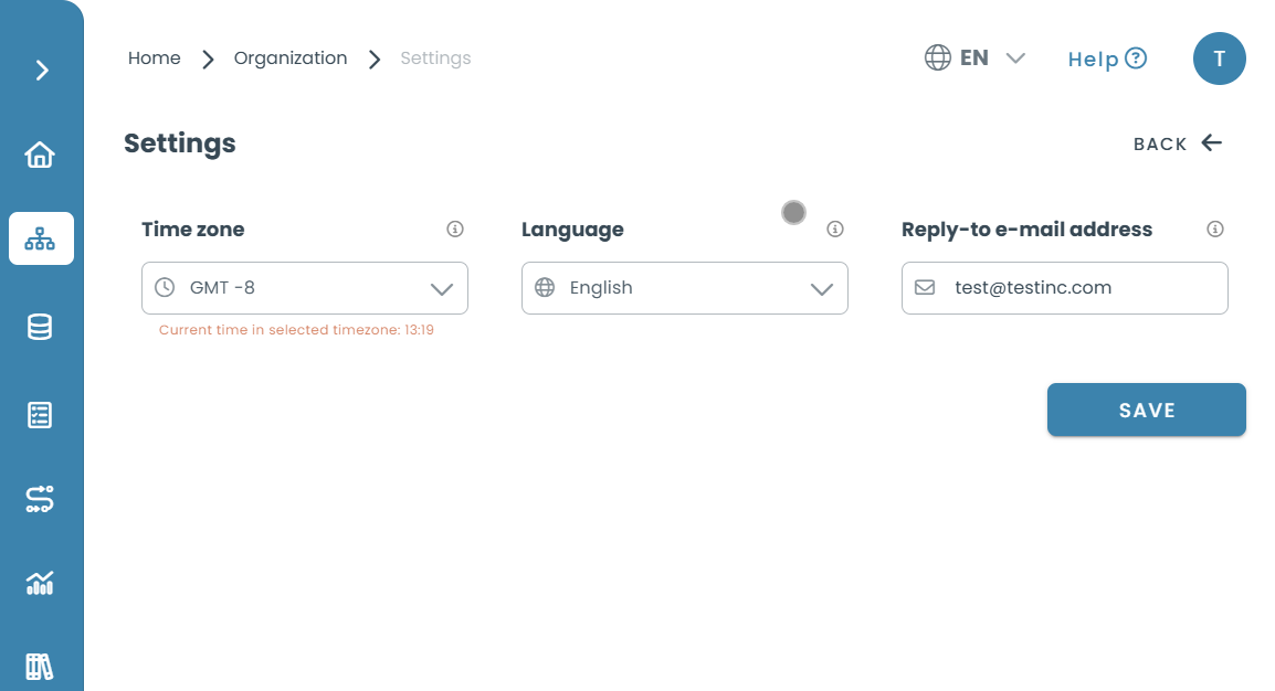 The Settings section