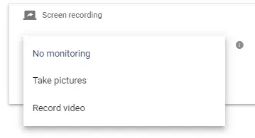 Screen recording panel showing different options