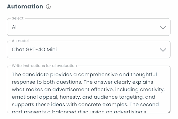 Example of an AI evaluation screen
