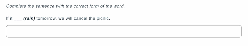 Sample fill-in-the-blank question