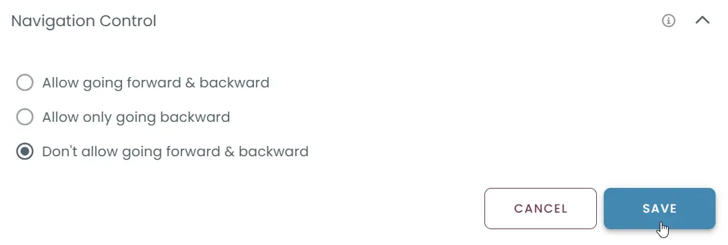 Settings for allowing or limiting forward/backward navigation in the test
