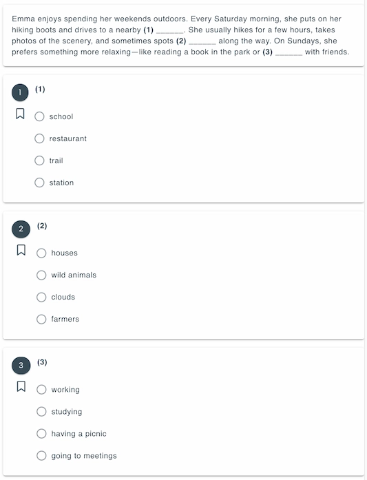 Fill-in-the-blank question group