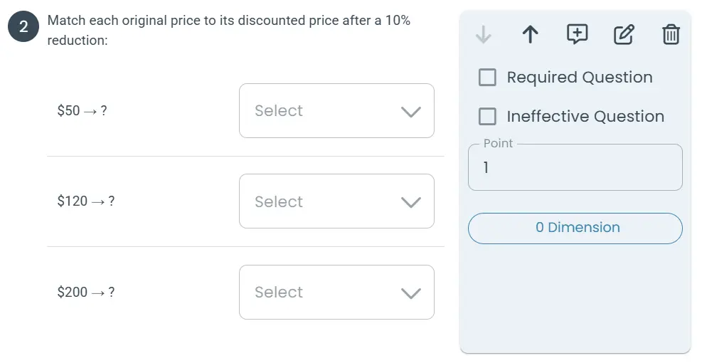 Example of a matching question