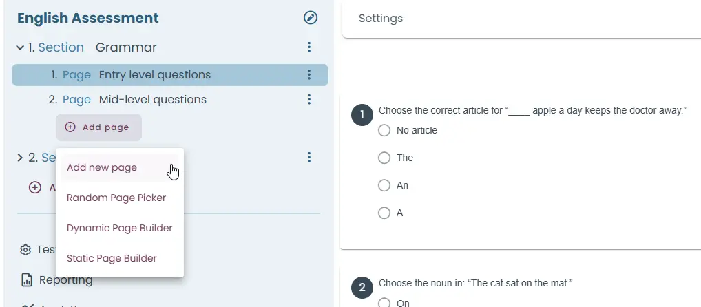 Add new pages as required by your test’s structure.