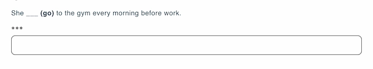 Sample fill-in-the-blank question in short answer format