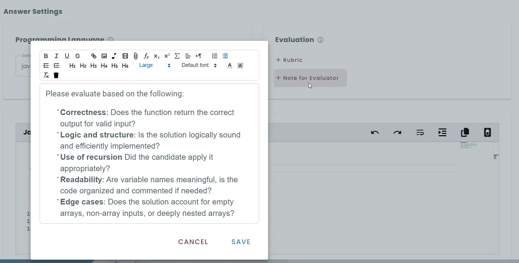 Text editor showing evaluation notes for reviewing
