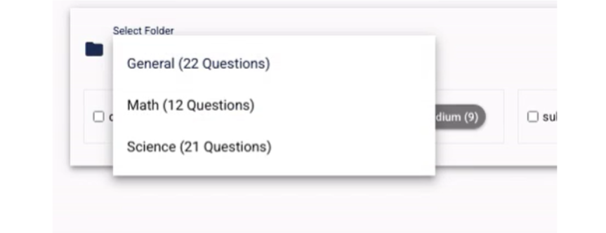 The questions you save in the question bank will be grouped under folders.