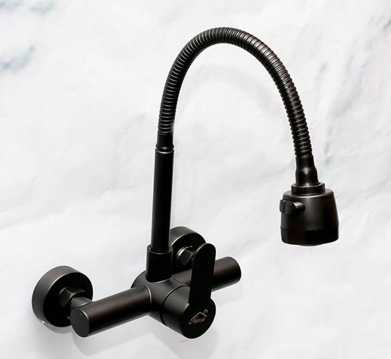Black Wall Mounted Kitchen Mixer