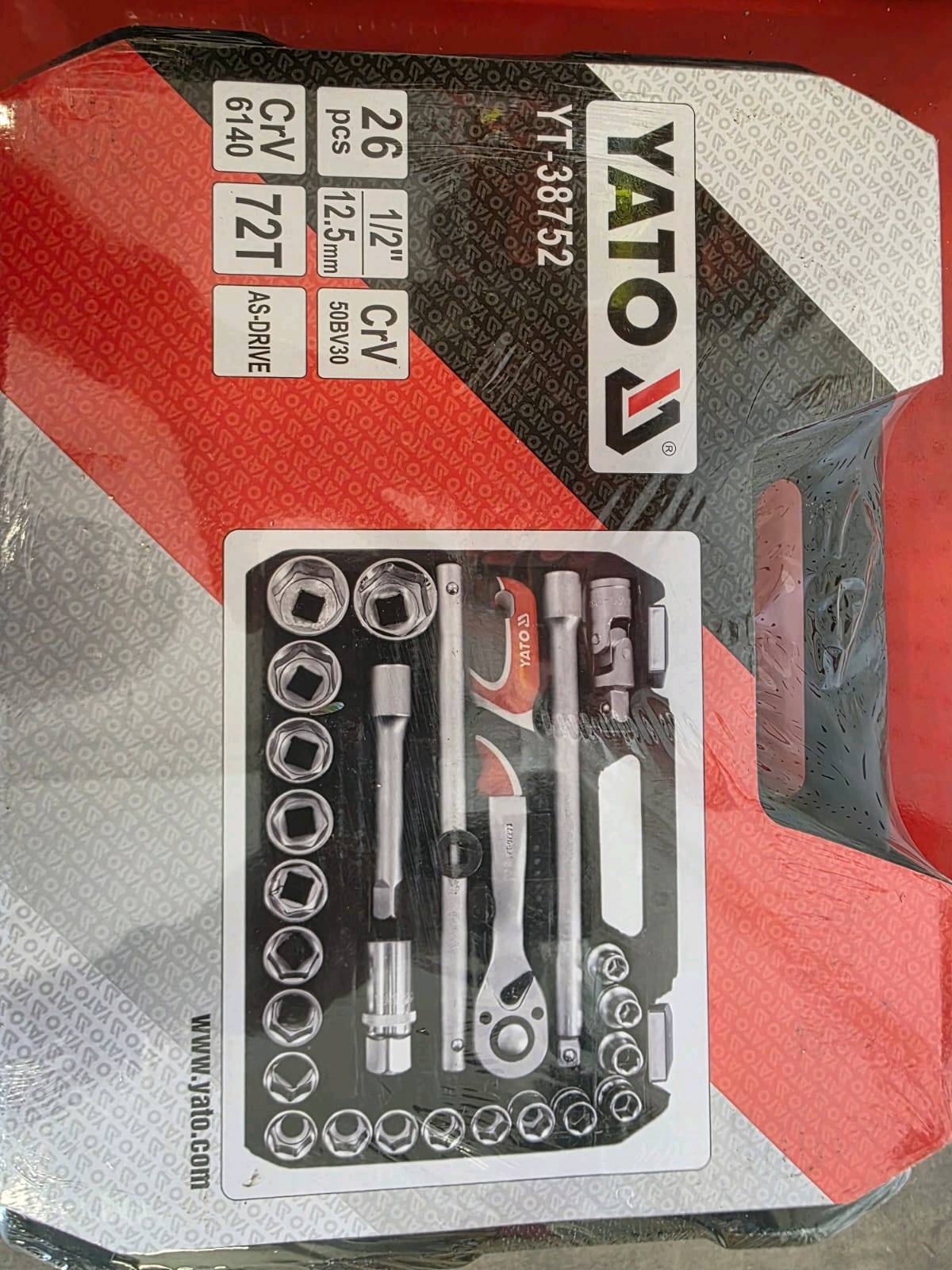 Coffret douilles YATO 1/2'' 26 pièces – Acier CrV, cliquet 72 dents — visuel 2