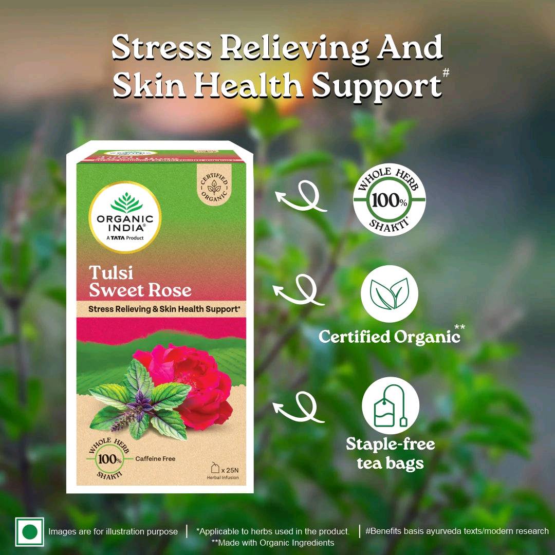 Organic India Tulsi Sweet Rose infusion bio 25 sachets — visuel 2