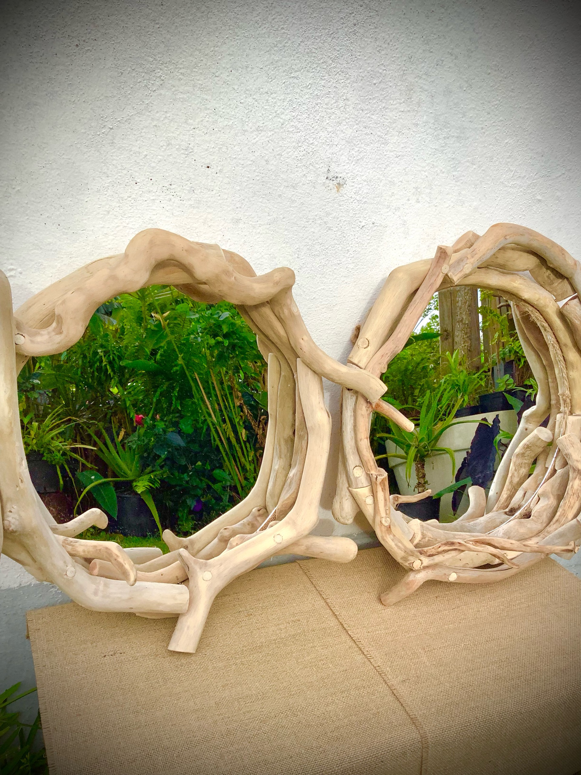 miroir rond en bois flotté  — visuel 6