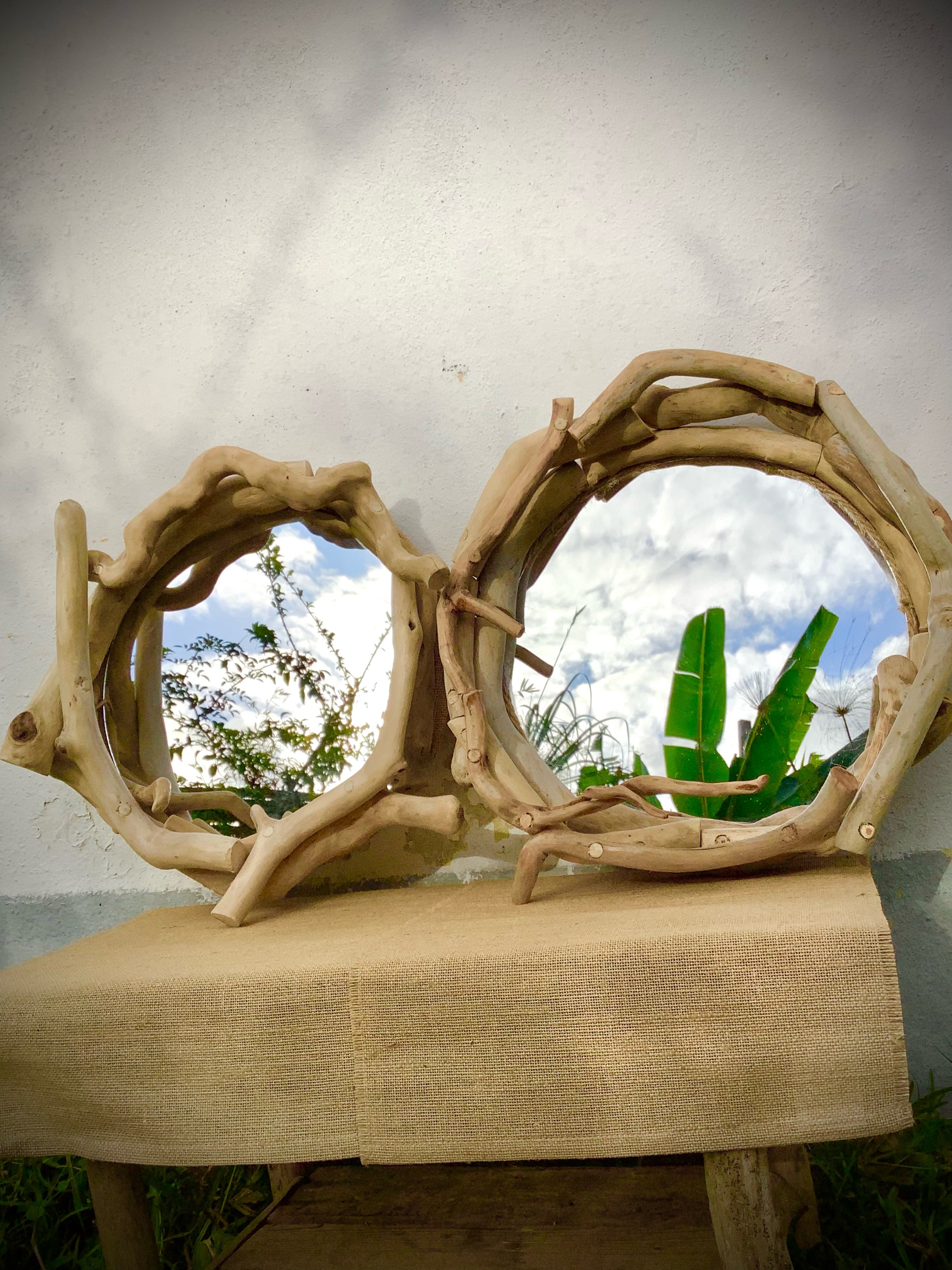 miroir rond en bois flotté  — visuel 5