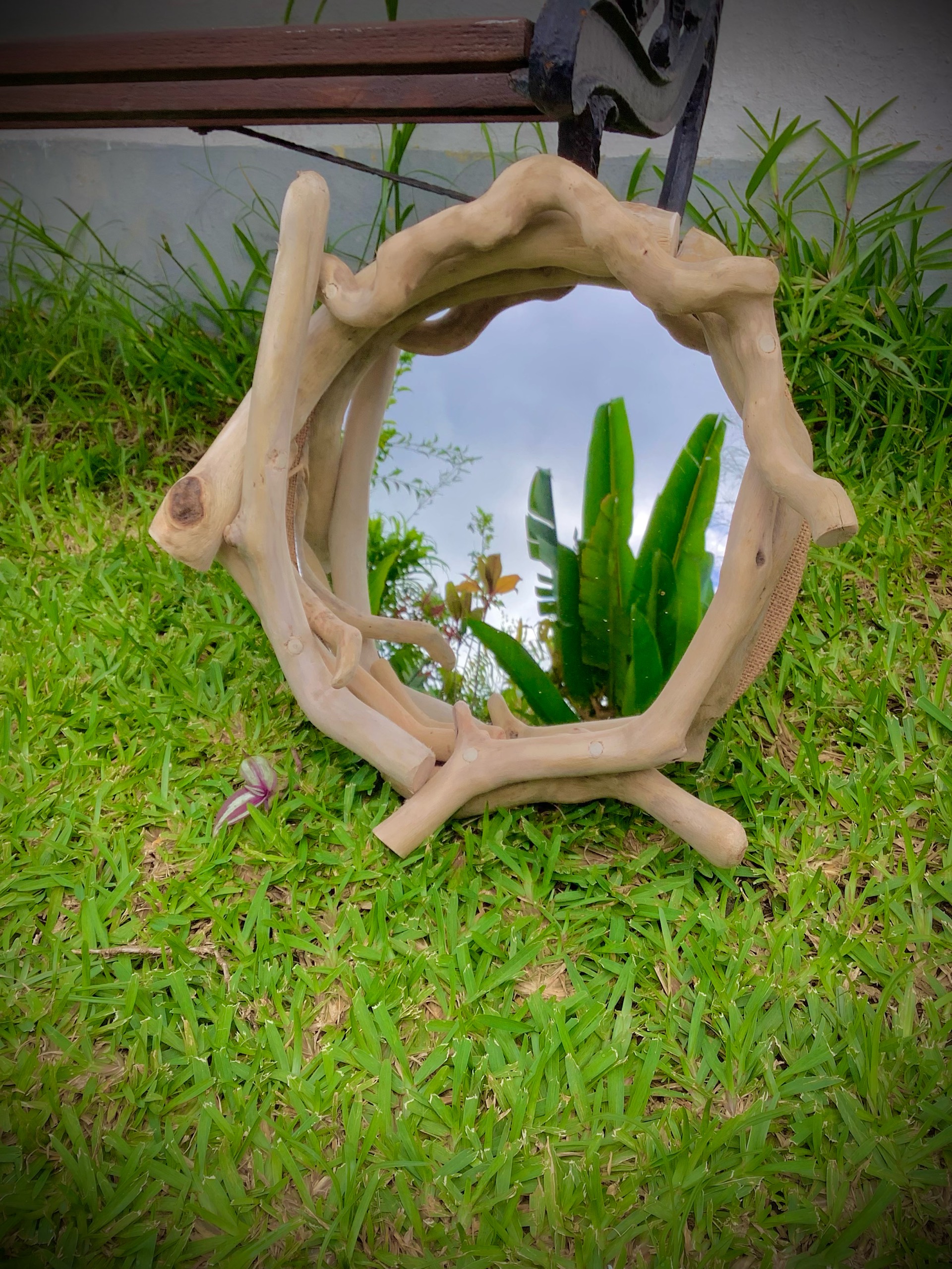miroir rond en bois flotté  — visuel 8