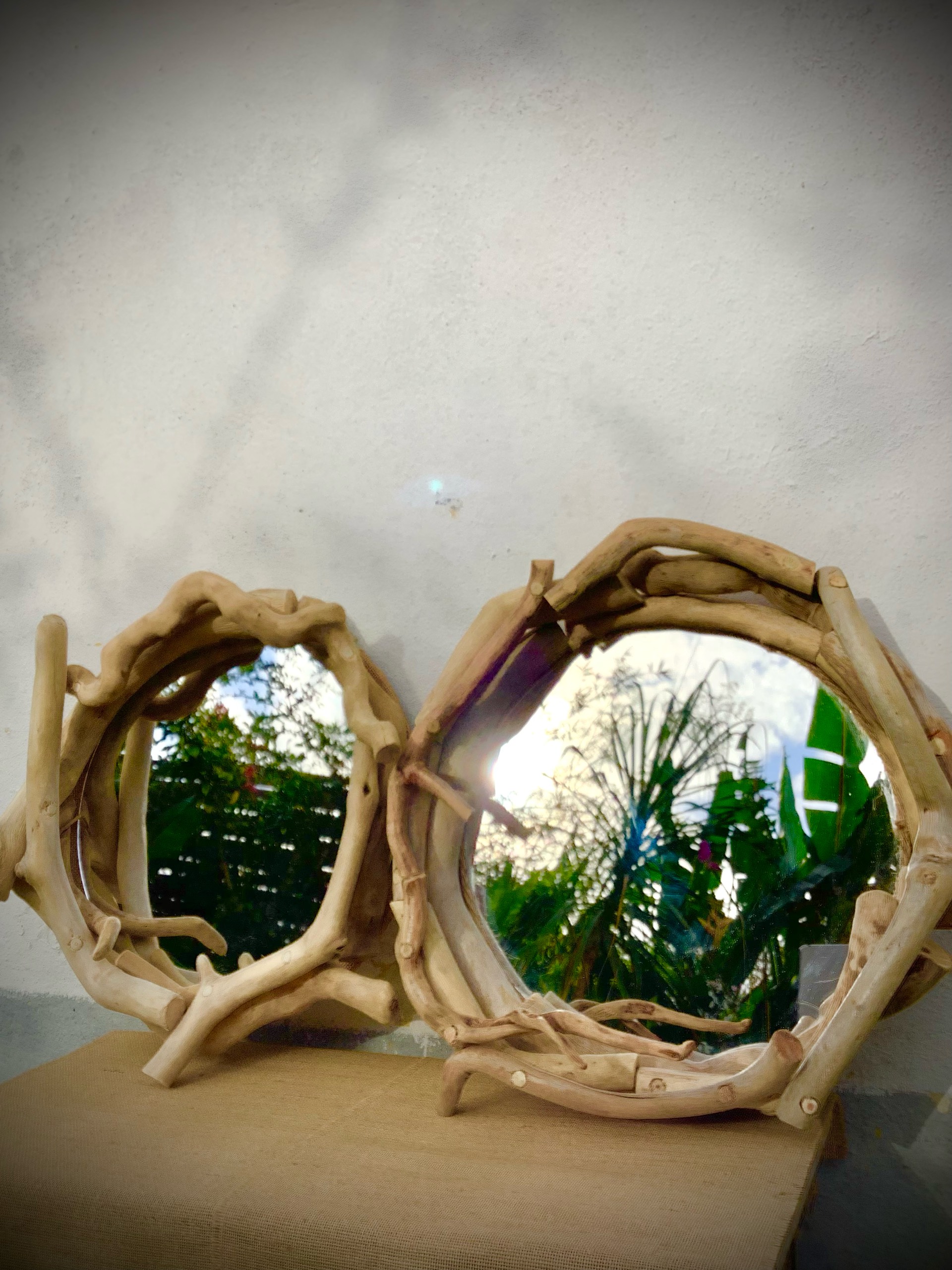 miroir rond en bois flotté  — visuel 4