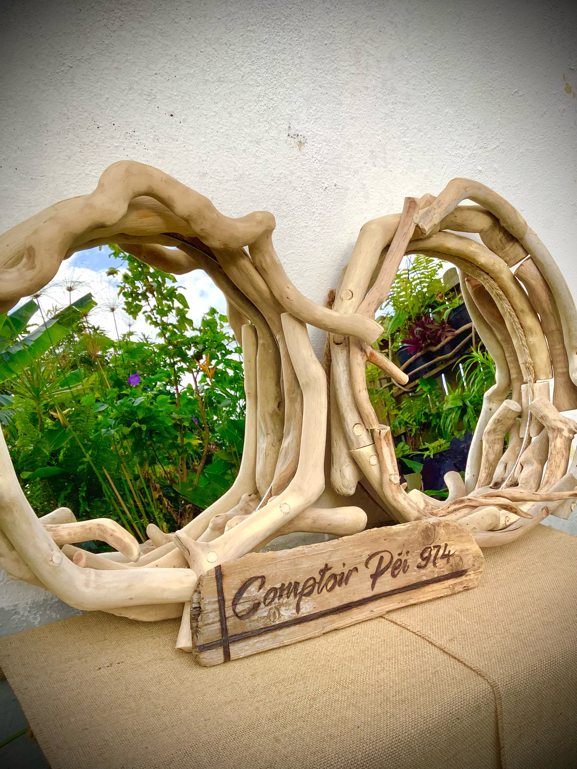 miroir rond en bois flotté  — visuel 2