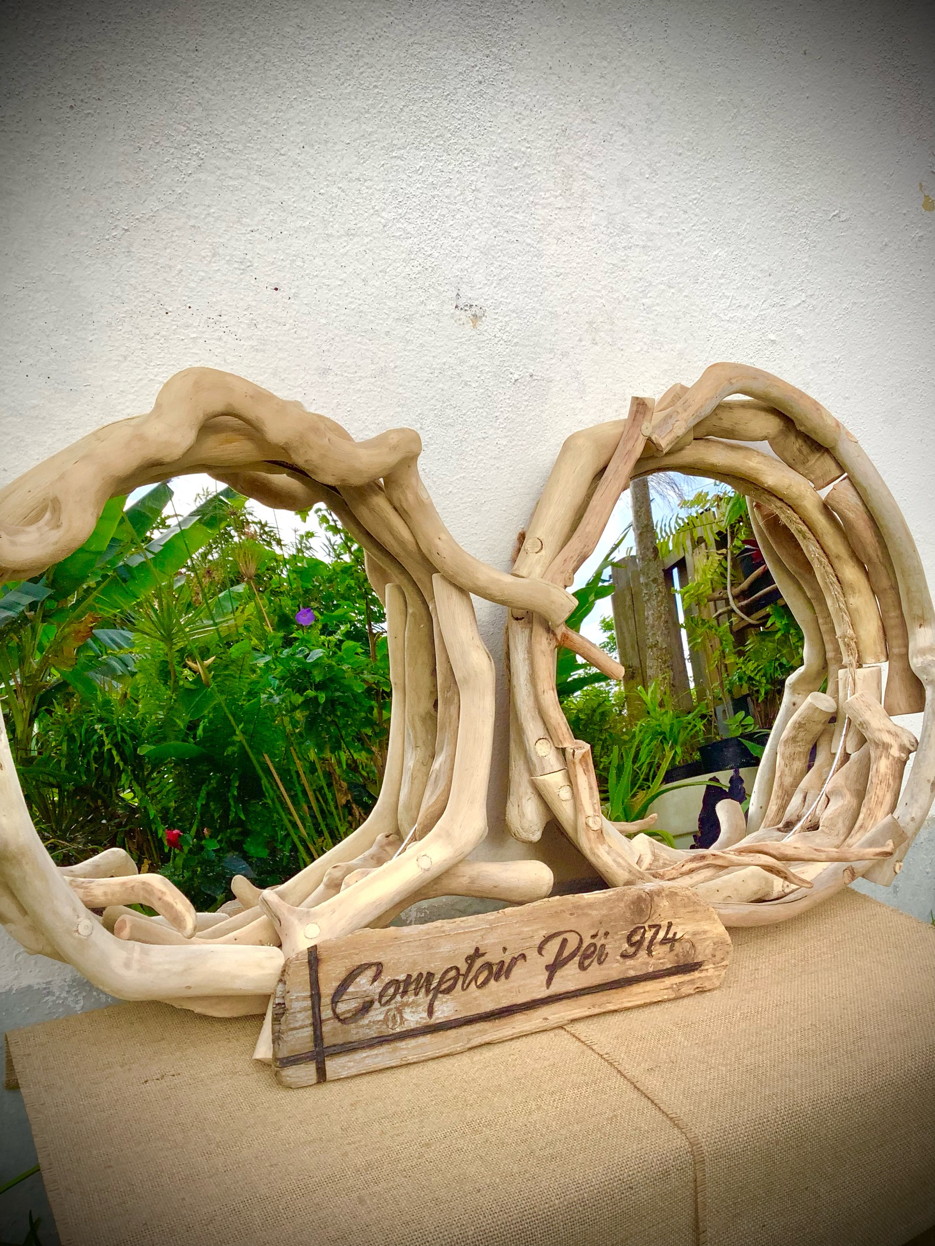 miroir rond en bois flotté  — visuel 3